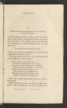 § 2. Ovid the earliest German poet on record - he invented German hexameters.