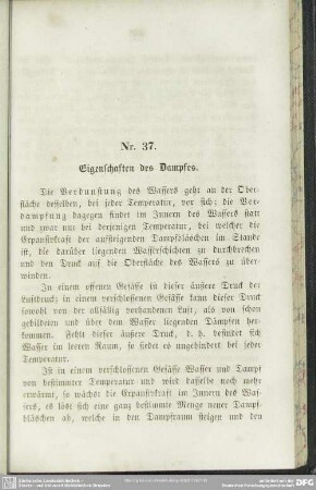 Nr. 37. Eigenschaften des Dampfes