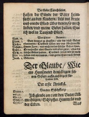 Der Glaube/ Wie ein Haußvater denselbigen seinem Gesinde auffs einfeltiges fürhalten soll.