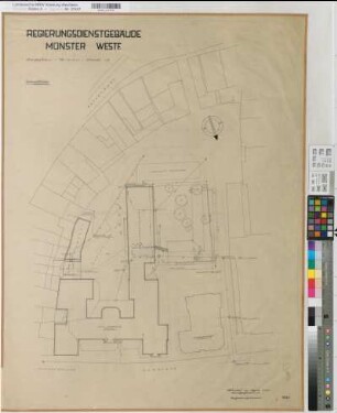 Münster (Münster) Regierung Bl. 14 Lageplan 1953 1 : 200 94 x 72 Zeichnung Hochbauamt Münster