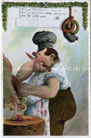 Karikatur eines Metzgers