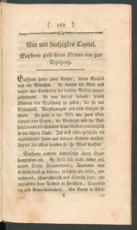 Vier und funfzigstes Capitel. Euphem giebt seinen Kindern eine gute Erziehung.