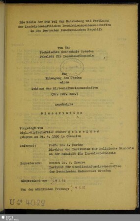 Die Rolle der MTS bei der Entstehung und Festigung der Landwirtschaftlichen Produktionsgenossenschaften in der Deutschen Demokratischen Republik
