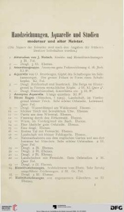 Handzeichnungen, Aquarelle und Studien moderner und alter Meister (Nr. 1-214)