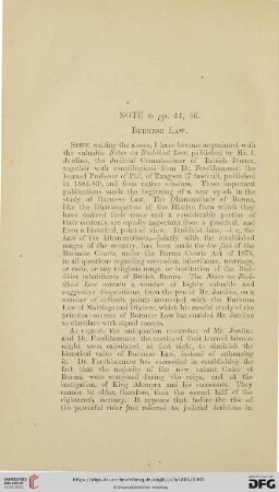 Note to pp. 44, 46, Burmese law