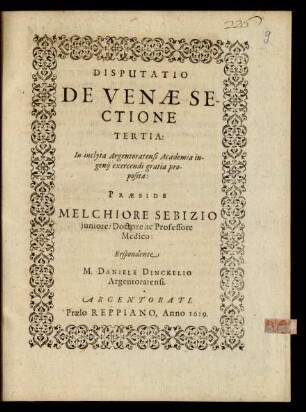 3: Disputatio De Venae Sectione ...
