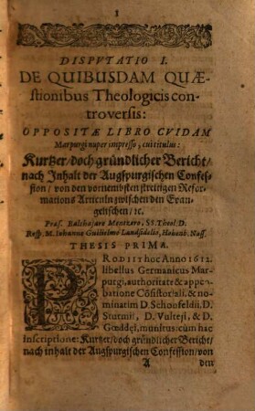 Disputationum theologicarum, de praecipuis quibusdam horum temporum controversiis, in Academia Giessena publice habitarum, tomus ..., 4