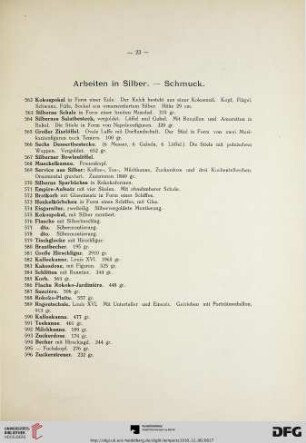 Arbeiten in Silber. – Schmuck (Nr. 562-670)