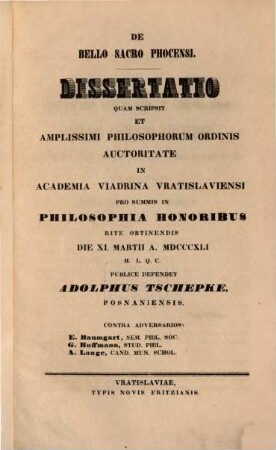 De bello sacro Phocensi : dissertatio