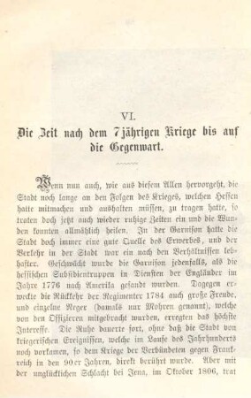 VI. Die Zeit nach dem 7jährigen Kriege bis auf die Gegenwart.