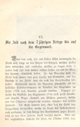 VI. Die Zeit nach dem 7jährigen Kriege bis auf die Gegenwart.