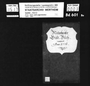 Niklashäuser Gültbuch, renoviert anno 1776