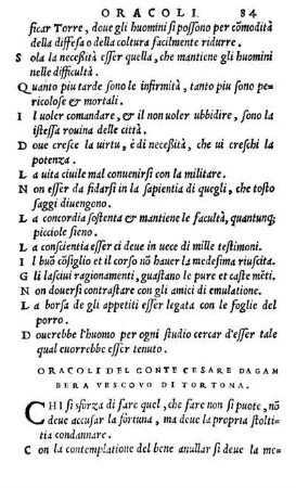 Oracoli Del Conte Cesare Da Gambera Vescovo Di Tortona.