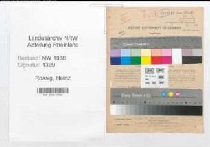 Entnazifizierung Heinz Rossig , geb. 06.05.1910 (Angestellter)