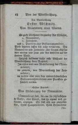 Erstes Kapitel. Von Abänderung der Nennwörter.