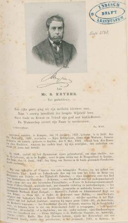 Aan Mr. S. Keyzer - ter gedachtnis -