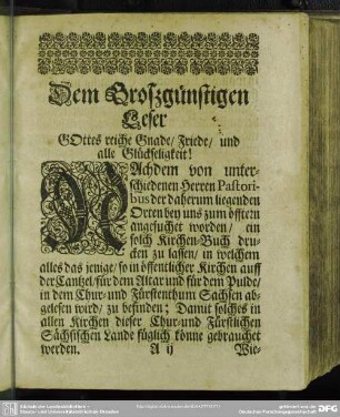 Dem Großgünstigen Leser