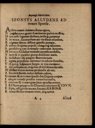 Sponsus Alludens ad nomen Sponsae.