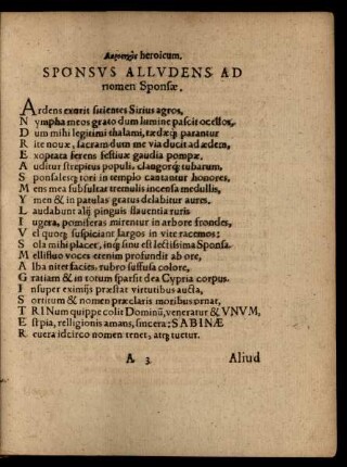 Sponsus Alludens ad nomen Sponsae.