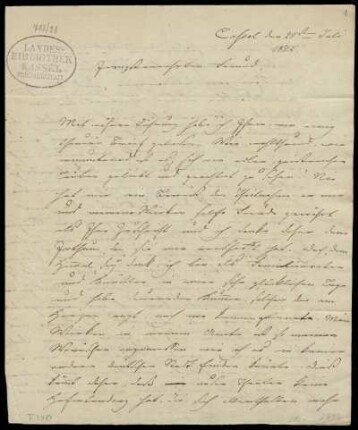 Brief von Louis Spohr an Unbekannt