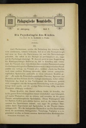 ¬Die¬ Psychologie des Kindes : (Schluß)