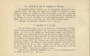 69. Friedrich II. und die Kapuziner in Breslau ; 70. Friedrich II. in Protzen