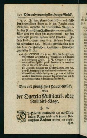330-341, Vier und zwanzigstes Haupt-Stück, von der Querela Nullitatis, oder Nullitaets-Klage