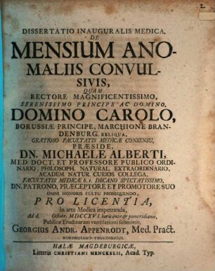 Diss. inaug. med. de mensium anomaliis convulsivis