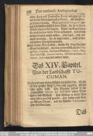Das XIV. Capitel. Von der Landschafft Tucuman.