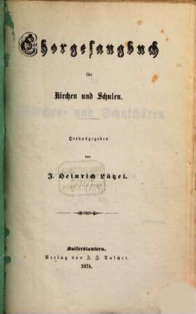 Chorgesangbuch für Kirchen und Schulen