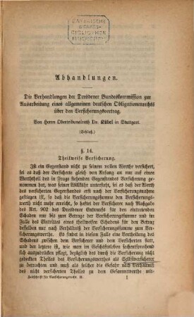 Zeitschrift für Versicherungsrecht. 2. 1868