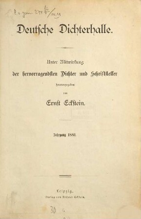 Deutsche Dichterhalle. 10. 1880/81