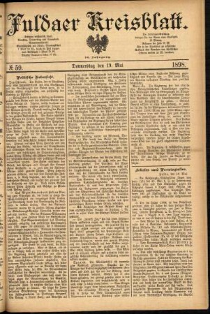 Ausgabe vom Donnerstag, den 19. Mai 1898.