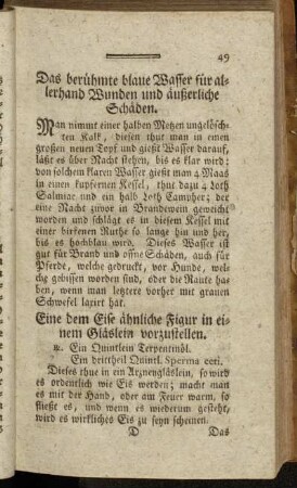 Das berühmte blaue Wasser für allerhand Wunden und äußerliche Schäden