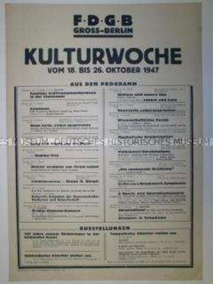 Maueranschlag mit Programm der FDGB-Kulturwoche in Berlin 1947