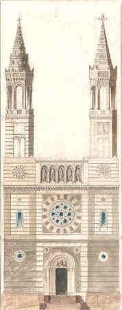 Gärtner, Friedrich von; München; St. Ludwig (Ludwigskirche) - Entwurf Ludwigskirche (Ansicht)