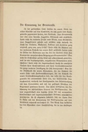 Die Erneuerung der Ornamentik.