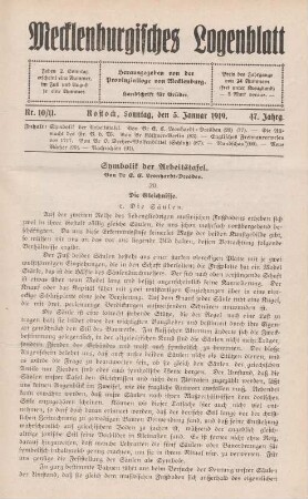 Nr. 10/11. Rostock, Sonntag, den 5. Januar 1919.