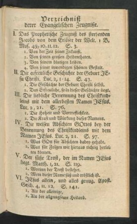 Verzeichniß derer Evangelischen Zeugniße.