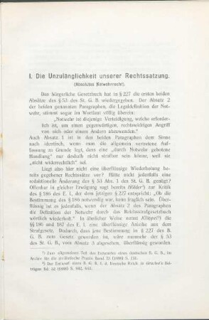 I. Die Unzulänglichkeit unserer Rechtssatzung.