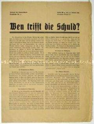Flugschrift der Zentrale für Heimatdienst gegen den Spartakusbund und die USPD nach dem Ende des Januaraufstandes 1919 in Berlin