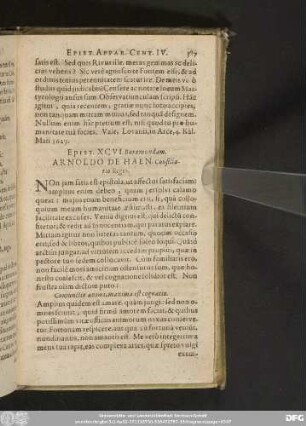 Epist. XCVI. Buraemundam. Arnoldo De Haen. Consiliario Regio.