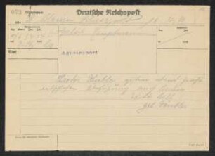 Brief von Edith Bell an Gerhart Hauptmann