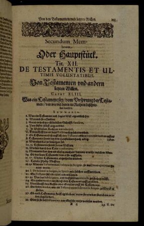 Tit. XII. De Testamentis Et Ultimis Voluntatibus. von Testamenten und andern letzten Willen.