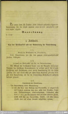 I. Abschnitt. Von der Wirksamkeit und der Anwendung der Bauordnung