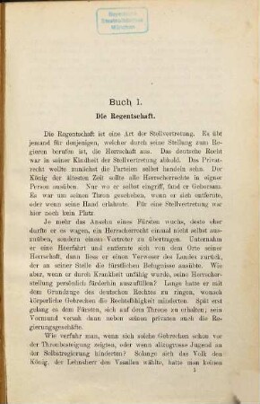 Regentschaft und Stellvertretung des Landesherrn nach deutschem Staatsrechte