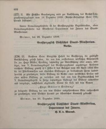 178. Ministerial-Bekanntmachung, betreffend die Hugo Müllers Stiftung