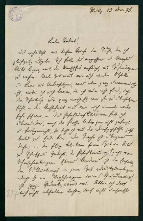 Brief vom 13. Dezember 1876