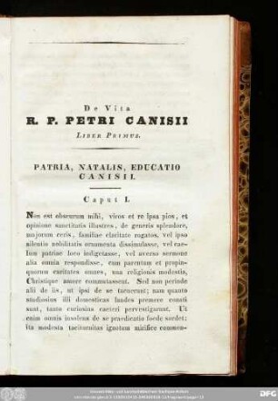 Patria, Natalis, Educatio Canisii. Caput I.