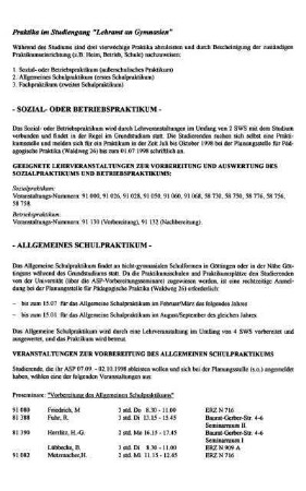 Praktika im Studiengang "Lehramt an Gymnasien"